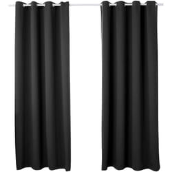 2 pièces Rideaux occultant à œillets pour fenêtre Porte, Thermique Isolant, 135x175cm, Noir VH5879sz-2 - Woltu