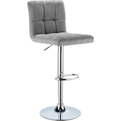Tabouret de Bar en Lin Chaise de Bar avec repose-pied Hauteur réglable, capacité de charge de siège:100 kg, Gris Clair - Woltu