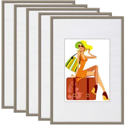 Woltu - Lot de 5 Cadre de photo en Plastique et Vitre, Cadre photo avec Passe-partique, 10x15cm environ, Acier
