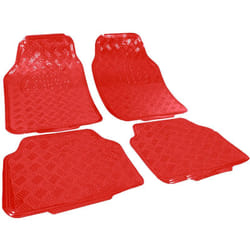 Tapis de voiture universel lot de 4, Tapis plastique, Tapis Moquette, tapis de sol pour voiture en pvc, Rouge - Woltu