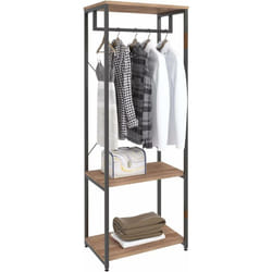 Woltu - Armoire de rangement - Métal et bois - Noir et chêne clair - 60 x 40 x 167 cm