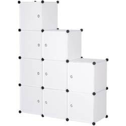 Armoire plastique Woltu Penderie pour le stockage de vêtements/accessoires/livres, Étagère de rangement diy, 9 cubes, Blanc