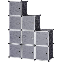 Armoire plastique Woltu Penderie pour le stockage de vêtements/accessoires/livres, Étagère de rangement diy, 9 cubes, Noir