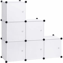 Armoire plastique, Penderie pour le stockage de vêtements/accessoires/livres, Étagère de rangement diy, 6 cubes, Blanc - Woltu