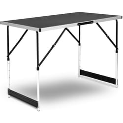 Table de Camping Pliante, Table de Jardin, Table de Balcon, réglable en Hauteur, en Aluminium Acier mdf, Noir - Woltu
