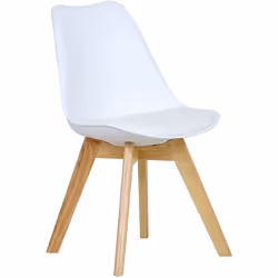 WOLTU Chaise de salle à manger chaise scandinave en similicuir + plastique + boisBlanc