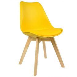 Chaise de salle à manger, chaise scandinave en similicuir + plastique + bois, Jaune - Woltu