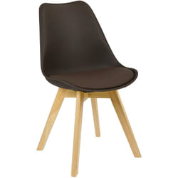 Chaise de Cuisine Assise en Similicuir Chaise Salle à Manger avec dossier Plastique etpieds en Bois, Brun - Woltu