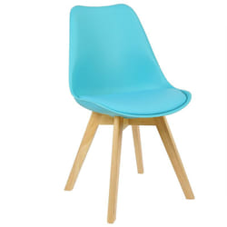Chaise de salle à manger, chaise scandinave en similicuir + plastique + bois, Bleu - Woltu