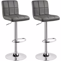 WOLTU Tabouret de bar en cuir artificiellot de 2Siège bien rembourréTabouret de bar pivotantajustable en hauteurGris