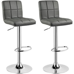 WOLTU Tabouret de bar en cuir artificiellot de 2Siège bien rembourréTabouret de bar pivotantajustable en hauteurGris