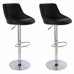 WOLTU 2 X Tabouret de bar avec dossier en cuir artificiel Siège bien rembourré Tabourt ajustable en hauteur Noir