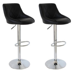 WOLTU 2 X Tabouret de bar avec dossier en cuir artificiel Siège bien rembourré Tabourt ajustable en hauteur Noir