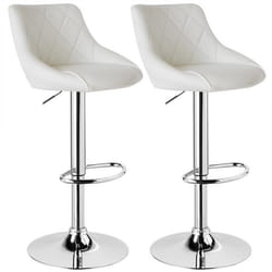 WOLTU 2 X Tabouret de bar avec dossier en cuir artificiel Siège bien rembourré Tabourt ajustable en hauteur Blanc