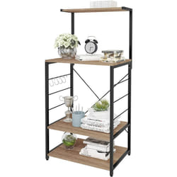 Tagère four à micro-ondes, étagère de cuisine en bois massif et cadre avec de l'acier, 60x40x123cm - Woltu