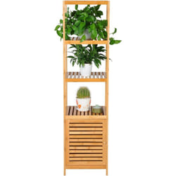 WOLTU Etagère en bambou, rangement pour salle de bain/cuisine, 36x33x140 cm