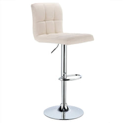 Tabouret de bar en lin, Siège bien rembourré, Tabouret de bar pivotant, ajustable en hauteur, Crème - Woltu