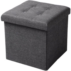Tabouret pouf coffre Boîte de rangement repose-pied cube, siège pliable, gagner de l'espace 37, 5x37, 5x38cm, Gris foncé - Woltu
