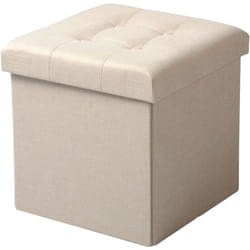 Tabouret pouf coffre Boîte de rangement repose-pied cube, siège pliable, gagner de l'espace 37, 5x37, 5x38cm, Crème Blanc - Woltu