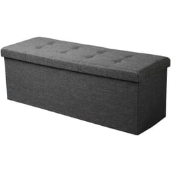 Woltu - Banc de Rangement Pliable Pouf Tabouret de Grande Capacité de 300KG, Coffre de Rangement Intérieur Repose-Pieds Rembourré en Lin, 118L,