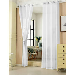 Woltu - 2 pièces Rideaux Semi-Transparents, Voilage à œillets, 140x225cm, Blanc, VH5862ws-2