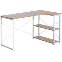 Woltu - Table d'ordinateur Table de Bureau Table de Travail en aggloméré et Acier, Environ 120x74x71, 5 cm, 12, 8kg Blanc+Chêne Clair