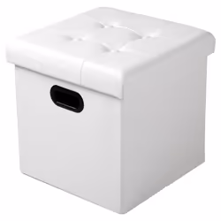 WOLTU Tabouret pouf coffre cube Repose-pieds Boîte de rangement rembourré en similicuir 37.5 x 37.5 x 38 cm blanc
