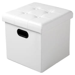 WOLTU Tabouret pouf coffre cube Repose-pieds Boîte de rangement rembourré en similicuir 37.5 x 37.5 x 38 cm blanc