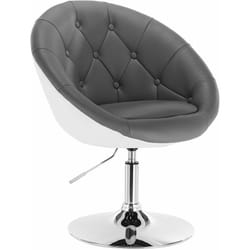WOLTU Fauteuil de bar, Tabouret de bar en similicuir, Chaise de loisir rotatif, hauteur réglable, Gris+Blanc
