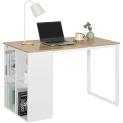 Woltu - Bureau d'ordinateur en Aggloméré et Acier Table de Bureau Table de Travail pc Table avec 4 Compartiment Ouvert, 120x60x75cm (LxPxH), Chêne