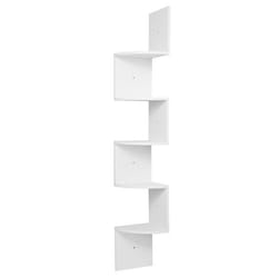 WOLTU Étagère d’angle flottante avec 5 étagesÉtagère murale Style Zigzag pour placer image-magazine-photoÉtagère suspendueBlanc