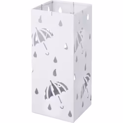 WOLTU Porte parapluie en métal carrée avec 4 crochets et plateau Porte parapluie design moderne 20x20x49cm Blanc