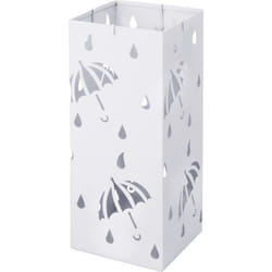WOLTU Porte parapluie en métal carrée avec 4 crochets et plateau Porte parapluie design moderne 20x20x49cm Blanc