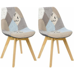 Lot de 2 Chaises de salle à manger Woltu Chaise de cuisine, pied en bois, style nordique, Patchwork