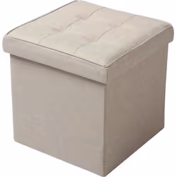 WOLTU Tabouret Pouf Coffre Boîte de rangementSiège rembourré en lin siège pliable37.5x37.5x38cm Beige