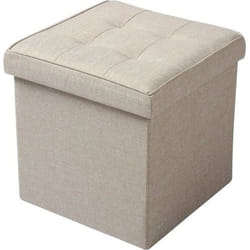 WOLTU Tabouret Pouf Coffre Boîte de rangementSiège rembourré en lin siège pliable37.5x37.5x38cm Beige