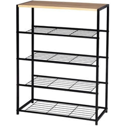 WOLTU Banc Etagère à chaussures avec 4 étagèresMeuble de rangement pour 12 paires de chaussuresEtagère en bois et métal
