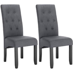 WOLTU Lot de 2 Chaises de salle à mangerChaises scandinaves en lin et bois massif47 x 42 x 107 cmGris Foncé