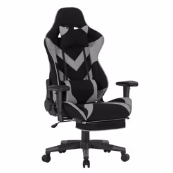 WOLTU Chaise de bureau Racing ChaiseFauteuil de bureau en tissu avec repose-pieds et repose-tête Hauteur réglableGris Noir