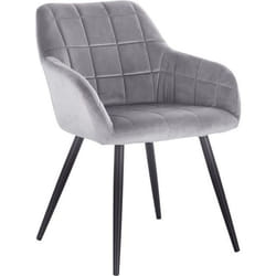 WOLTU Chaise de salle à manger avec accoudoirs Chaise de cuisine Chaise de salon en Velours Pieds en métal Gris