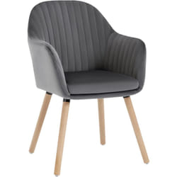 Chaise de Salle à Manger en Velours Surface Pieds en Bois Massif Woltu Chaise de Relax Chaise de Salon, Gris Foncé