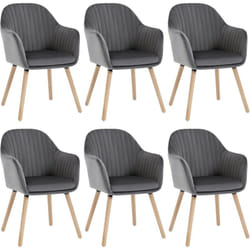 Lot de 6 Chaises de Salle à Manger Woltu Chaises de réception en Velours et Bois Massif, Gris Foncé