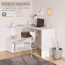 Description générale Ce bureau WOLTU en L est conçu pour maximiser l'utilisation de l'espace, s'adaptant parfaitement aux coi ...