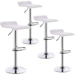 Lot de 4 Tabouret de bar en similicuir, Tabouret de bar pivotant, hauteur réglable, Blanc - Woltu