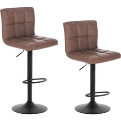 Lot de 2 Tabourets de bar avec dossier WOLTU, Siège bien rembourré en similicuir, Pieds en acier, 44x38x114 cm, Brun foncé