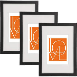 Woltu - 3 x Cadre photo avec Passe-Partout en mdf Décoration murale, 21, 9x30cm A4 Noir BR9649sz-3