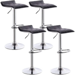 Lot de 4 Tabouret de bar en cuir synthétique, Tabouret de bar pivotant, hauteur réglable, Noir - Woltu