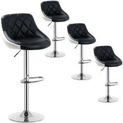 Lot de 4 Tabourets de bar Woltu design 2 couleurs, siege en cuir artificiel, Tabourets de cuisine, hauteur réglable, Noir+Blanc