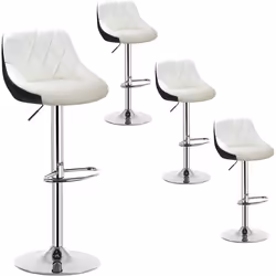 WOLTU 4x Tabourets de bar design 2 couleurs siege en cuir artificiel Tabourets de cuisine hauteur réglable Blanc+Noir