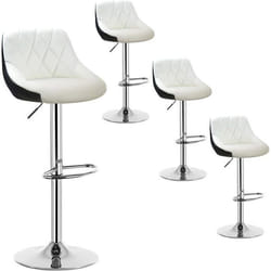 WOLTU 4x Tabourets de bar design 2 couleurs siege en cuir artificiel Tabourets de cuisine hauteur réglable Blanc+Noir